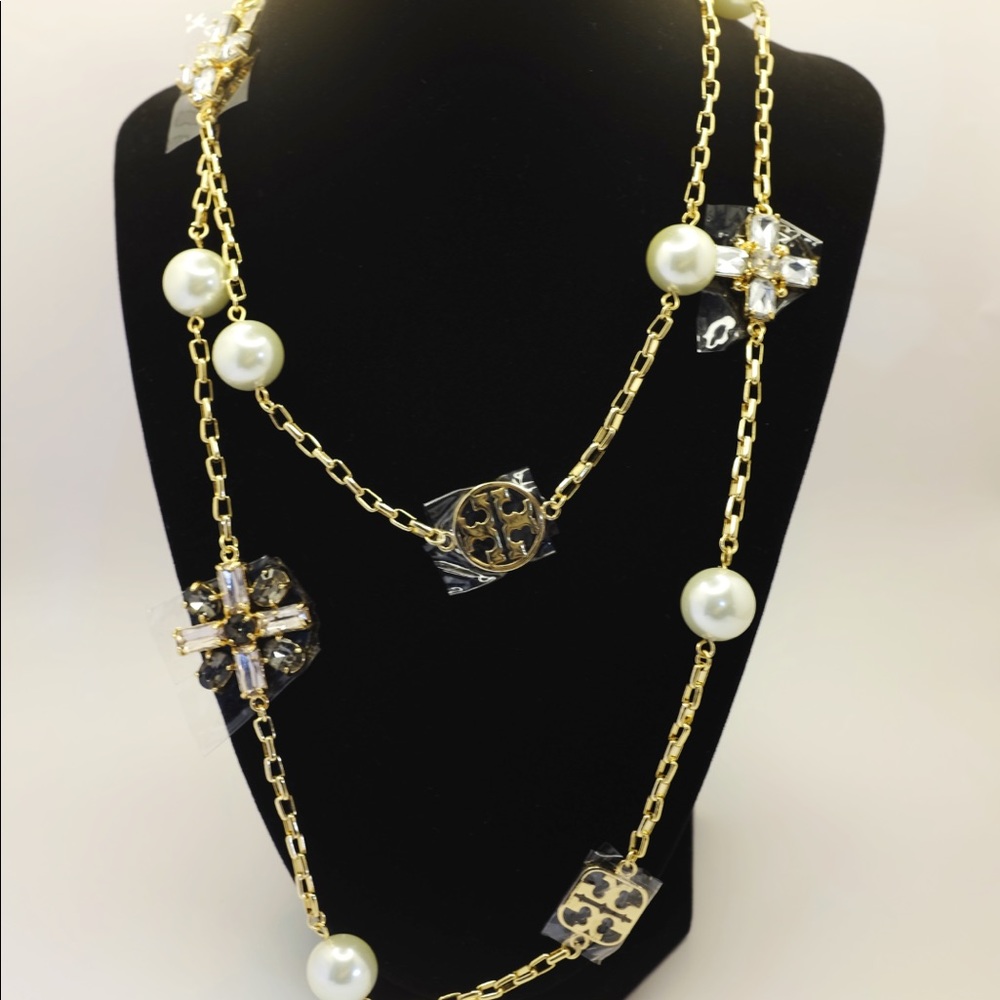 Tory Burch Pearl Crystal Long Necklace - Picture 8 of 8